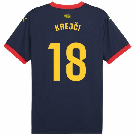 Kandiny Gyermek Ladislav Krejci #18 Sötétvörös Idegenbeli Jersey 2024/25 Mez Póló Ing