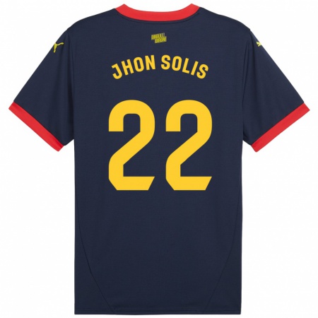 Kandiny Gyermek Jhon Solís #22 Sötétvörös Idegenbeli Jersey 2024/25 Mez Póló Ing