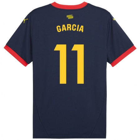 Kandiny Gyermek Jastin García #11 Sötétvörös Idegenbeli Jersey 2024/25 Mez Póló Ing