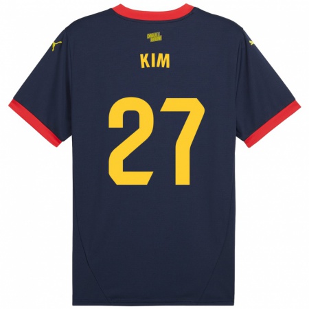 Kandiny Gyermek Min-Su Kim #27 Sötétvörös Idegenbeli Jersey 2024/25 Mez Póló Ing