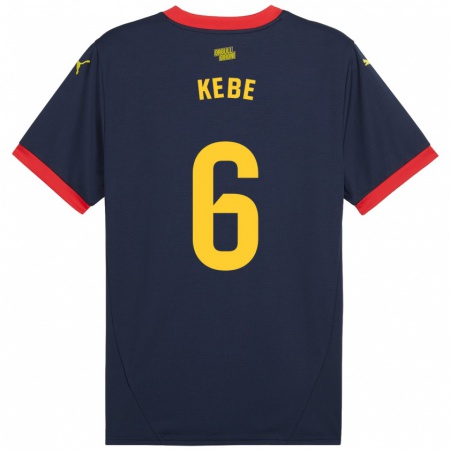 Kandiny Gyermek Ibrahima Kébé #6 Sötétvörös Idegenbeli Jersey 2024/25 Mez Póló Ing