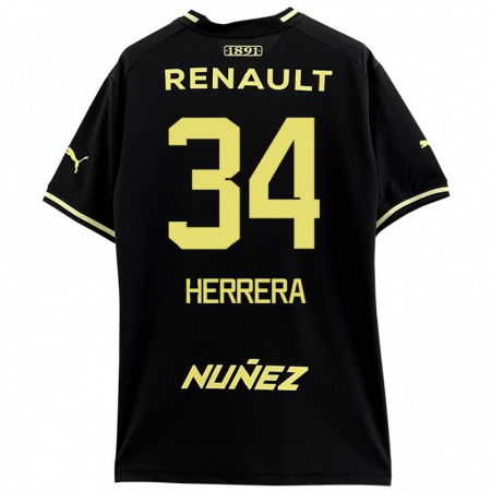 Kandiny Gyermek Nahuel Herrera #34 Fekete Sárga Idegenbeli Jersey 2024/25 Mez Póló Ing