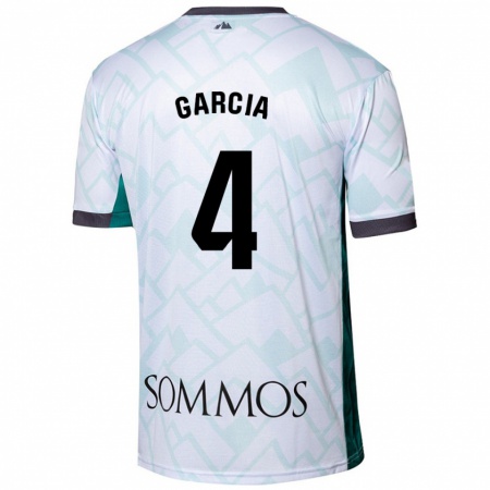 Kandiny Gyermek Nacho García #4 Fehér Zöld Idegenbeli Jersey 2024/25 Mez Póló Ing