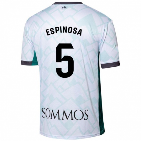 Kandiny Gyermek Diego Espinosa #5 Fehér Zöld Idegenbeli Jersey 2024/25 Mez Póló Ing