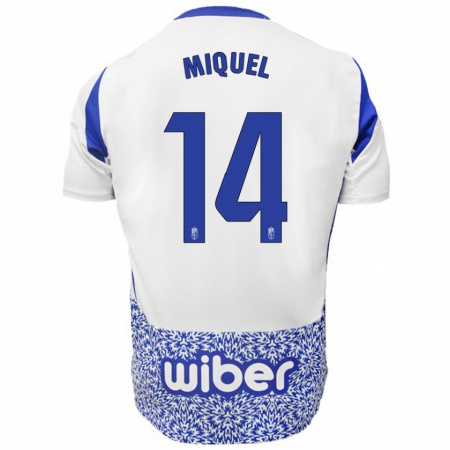 Kandiny Gyermek Ignasi Miquel #14 Fehér Kék Idegenbeli Jersey 2024/25 Mez Póló Ing