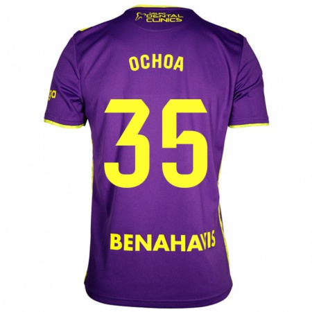 Kandiny Gyermek Aarón Ochoa #35 Lila Sárga Idegenbeli Jersey 2024/25 Mez Póló Ing