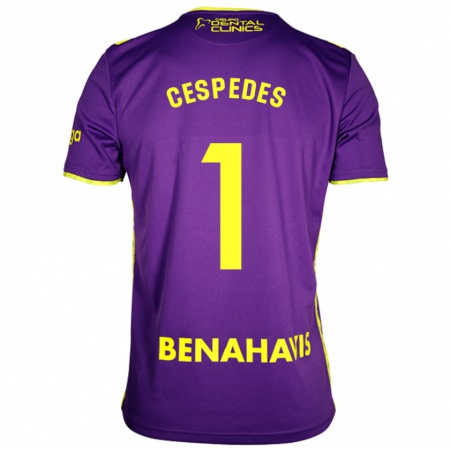 Kandiny Gyermek Andrés Céspedes #1 Lila Sárga Idegenbeli Jersey 2024/25 Mez Póló Ing