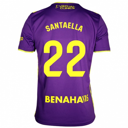 Kandiny Gyermek Miguel Ángel Santaella #22 Lila Sárga Idegenbeli Jersey 2024/25 Mez Póló Ing