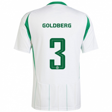 Kandiny Gyermek Shon Goldberg #3 Fehér Zöld Idegenbeli Jersey 2024/25 Mez Póló Ing