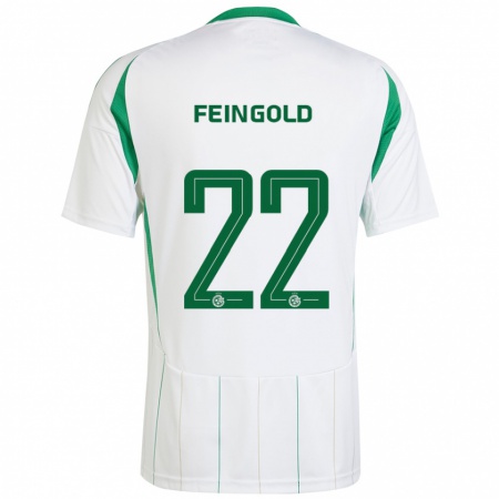 Kandiny Gyermek Ilay Feingold #22 Fehér Zöld Idegenbeli Jersey 2024/25 Mez Póló Ing