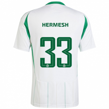 Kandiny Gyermek Liam Hermesh #33 Fehér Zöld Idegenbeli Jersey 2024/25 Mez Póló Ing