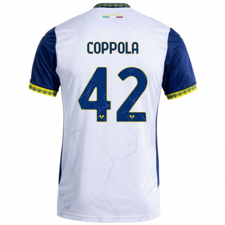 Kandiny Gyermek Diego Coppola #42 Fehér Kék Idegenbeli Jersey 2024/25 Mez Póló Ing