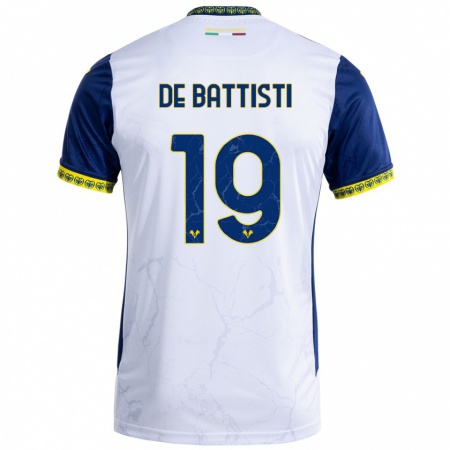 Kandiny Gyermek Davide De Battisti #19 Fehér Kék Idegenbeli Jersey 2024/25 Mez Póló Ing