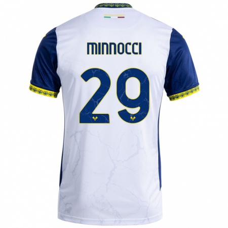 Kandiny Gyermek Valerio Minnocci #29 Fehér Kék Idegenbeli Jersey 2024/25 Mez Póló Ing