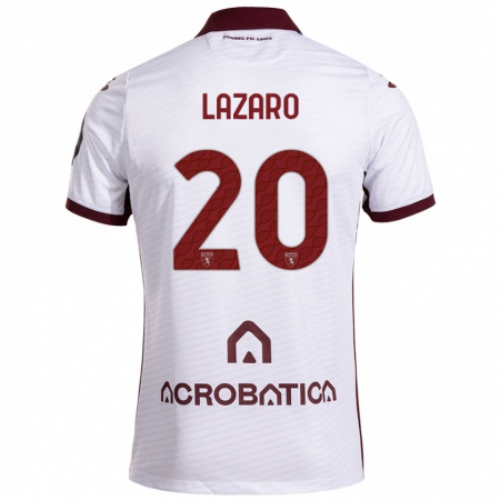 Kandiny Gyermek Valentino Lazaro #20 Fehér Barna Idegenbeli Jersey 2024/25 Mez Póló Ing