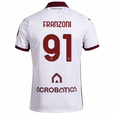 Kandiny Gyermek Nicolò Franzoni #91 Fehér Barna Idegenbeli Jersey 2024/25 Mez Póló Ing