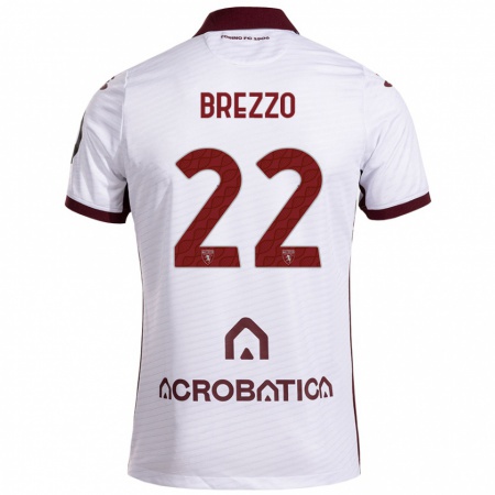 Kandiny Gyermek Matteo Brezzo #22 Fehér Barna Idegenbeli Jersey 2024/25 Mez Póló Ing