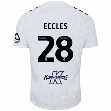 Kandiny Gyermek Josh Eccles #28 Fehér Idegenbeli Jersey 2024/25 Mez Póló Ing