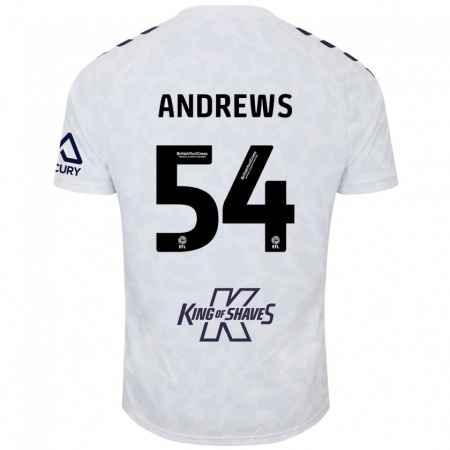 Kandiny Gyermek Kai Andrews #54 Fehér Idegenbeli Jersey 2024/25 Mez Póló Ing