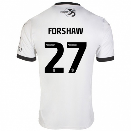 Kandiny Gyermek Adam Forshaw #27 Fehér Fekete Idegenbeli Jersey 2024/25 Mez Póló Ing