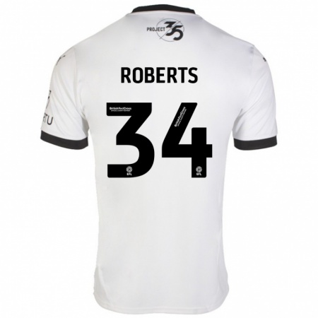 Kandiny Gyermek Caleb Roberts #34 Fehér Fekete Idegenbeli Jersey 2024/25 Mez Póló Ing