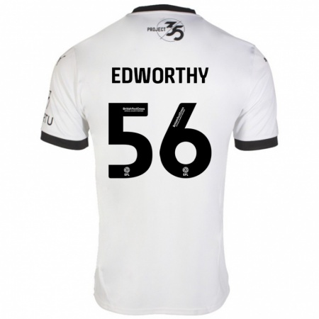 Kandiny Gyermek Kieran Edworthy #56 Fehér Fekete Idegenbeli Jersey 2024/25 Mez Póló Ing