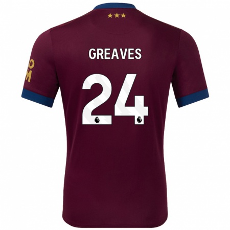 Kandiny Gyermek Jacob Greaves #24 Barna Idegenbeli Jersey 2024/25 Mez Póló Ing