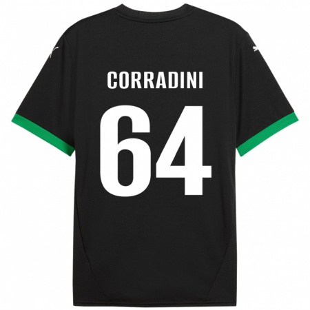 Kandiny Férfi Francesco Corradini #64 Fekete Sötétzöld Hazai Jersey 2024/25 Mez Póló Ing