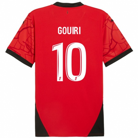 Kandiny Férfi Amine Gouiri #10 Piros Fekete Hazai Jersey 2024/25 Mez Póló Ing