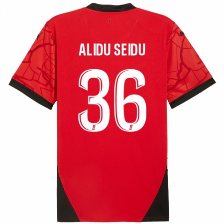 Kandiny Férfi Alidu Seidu #36 Piros Fekete Hazai Jersey 2024/25 Mez Póló Ing