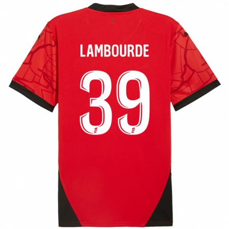 Kandiny Férfi Mathis Lambourde #39 Piros Fekete Hazai Jersey 2024/25 Mez Póló Ing