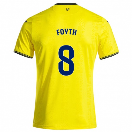 Kandiny Férfi Juan Foyth #8 Sárga Fekete Hazai Jersey 2024/25 Mez Póló Ing