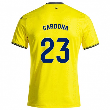 Kandiny Férfi Sergi Cardona #23 Sárga Fekete Hazai Jersey 2024/25 Mez Póló Ing