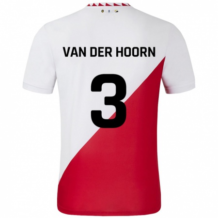 Kandiny Férfi Mike Van Der Hoorn #3 Fehér Piros Hazai Jersey 2024/25 Mez Póló Ing