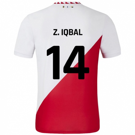 Kandiny Férfi Zidane Iqbal #14 Fehér Piros Hazai Jersey 2024/25 Mez Póló Ing