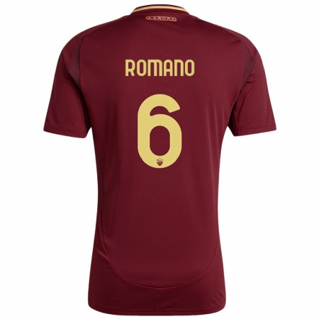 Kandiny Férfi Alessandro Romano #6 Vörös Barna Arany Hazai Jersey 2024/25 Mez Póló Ing