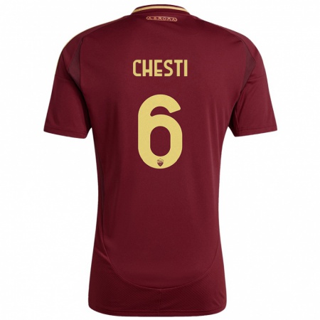 Kandiny Férfi Francesco Chesti #6 Vörös Barna Arany Hazai Jersey 2024/25 Mez Póló Ing