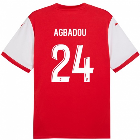 Kandiny Férfi Emmanuel Agbadou #24 Piros Fehér Hazai Jersey 2024/25 Mez Póló Ing