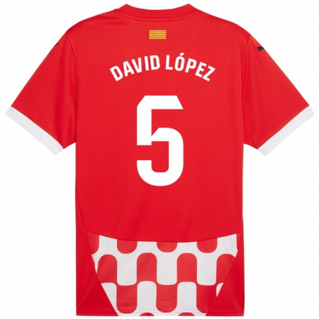 Kandiny Férfi David López #5 Piros Fehér Hazai Jersey 2024/25 Mez Póló Ing