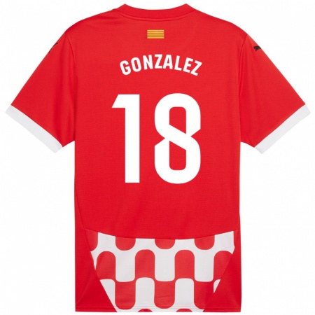 Kandiny Férfi Gerard González #18 Piros Fehér Hazai Jersey 2024/25 Mez Póló Ing