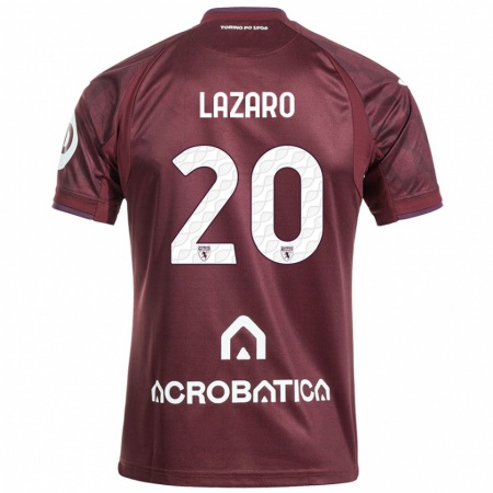 Kandiny Férfi Valentino Lazaro #20 Barna Fehér Hazai Jersey 2024/25 Mez Póló Ing