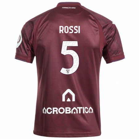 Kandiny Férfi Simone Rossi #5 Barna Fehér Hazai Jersey 2024/25 Mez Póló Ing