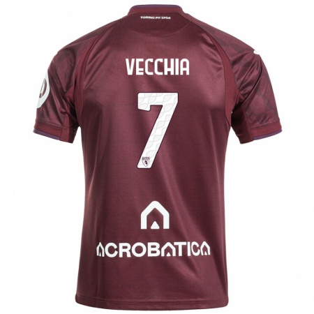 Kandiny Férfi Marco Dalla Vecchia #7 Barna Fehér Hazai Jersey 2024/25 Mez Póló Ing