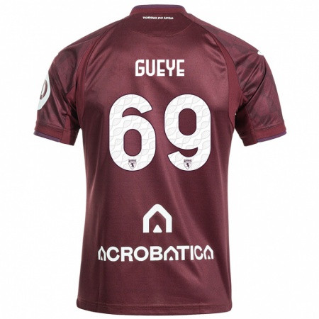 Kandiny Férfi Ousmane Gueye #69 Barna Fehér Hazai Jersey 2024/25 Mez Póló Ing