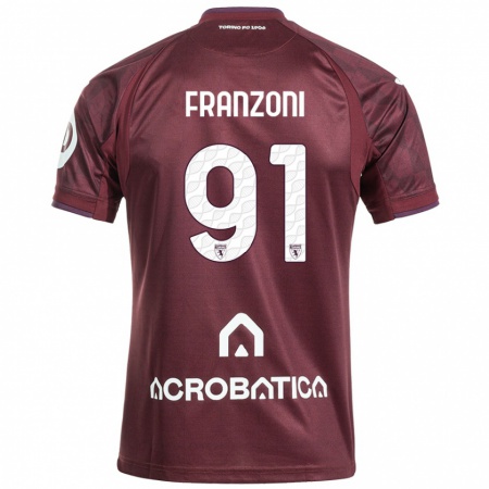 Kandiny Férfi Nicolò Franzoni #91 Barna Fehér Hazai Jersey 2024/25 Mez Póló Ing