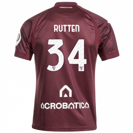 Kandiny Férfi Jill Rutten #34 Barna Fehér Hazai Jersey 2024/25 Mez Póló Ing