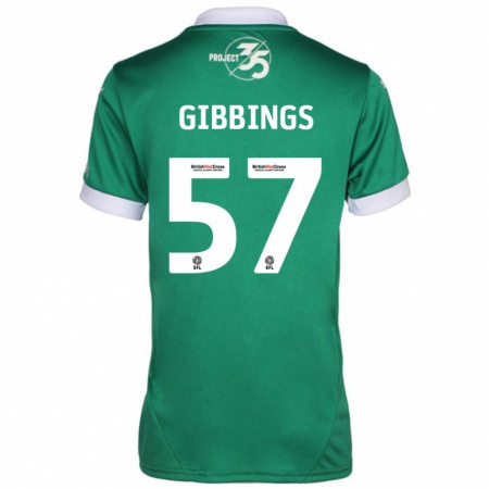 Kandiny Férfi Cole Gibbings #57 Zöld Fehér Hazai Jersey 2024/25 Mez Póló Ing