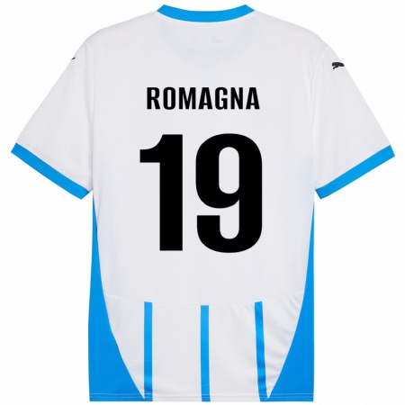 Kandiny Férfi Filippo Romagna #19 Fehér Kék Idegenbeli Jersey 2024/25 Mez Póló Ing