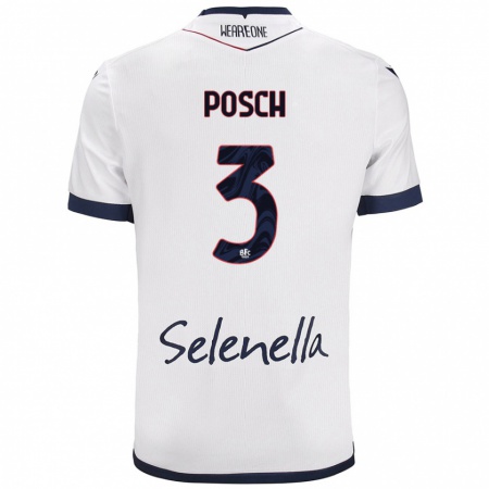 Kandiny Férfi Stefan Posch #3 Fehér Royal Blue Idegenbeli Jersey 2024/25 Mez Póló Ing