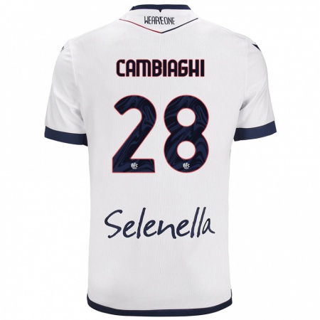 Kandiny Férfi Nicolò Cambiaghi #28 Fehér Royal Blue Idegenbeli Jersey 2024/25 Mez Póló Ing